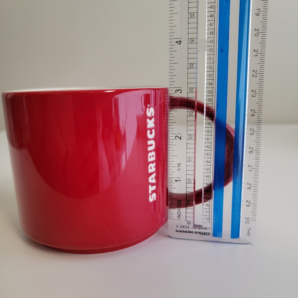 Starbucks 2012 New Bone China Red Coffee Mug Embossed Logo Cup 3in Tall - Picture 8 of 9